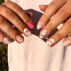 Press-On Nail Set Floral & Bow Transparent Base