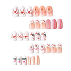 Press-On Nail Set Floral & Bow Transparent Base