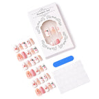 Press-On Nail Set Floral & Bow Transparent Base