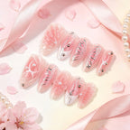Press-On Nail Set Floral Butterfly Design Easy Adhesive Fit
