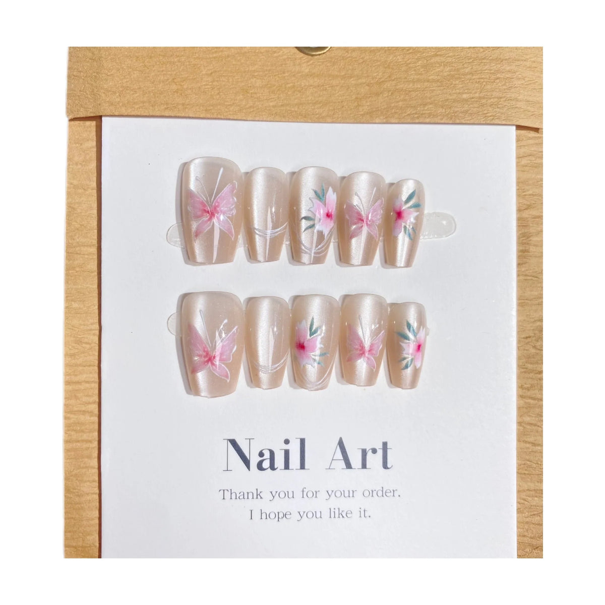 Press-On Nail Set Floral & Butterfly Designs 30-Piece