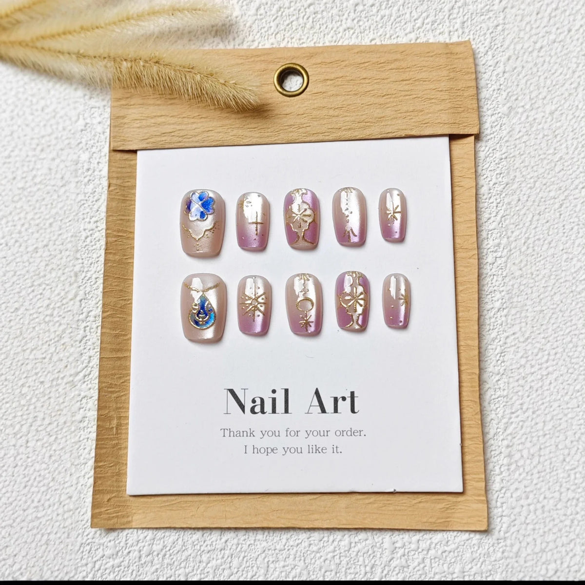 Press-On Nail Set Floral & Butterfly Easy Apply Reusable