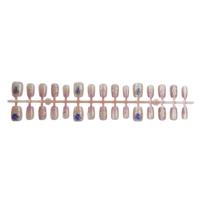 Press-On Nail Set Floral & Butterfly Easy Apply Reusable