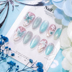 Press-On Nail Set Floral & Butterfly No-Mess Adhesive
