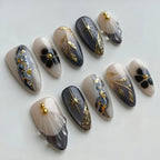 Press-On Nail Set Floral & Butterfly Peel-And-Stick Reusable