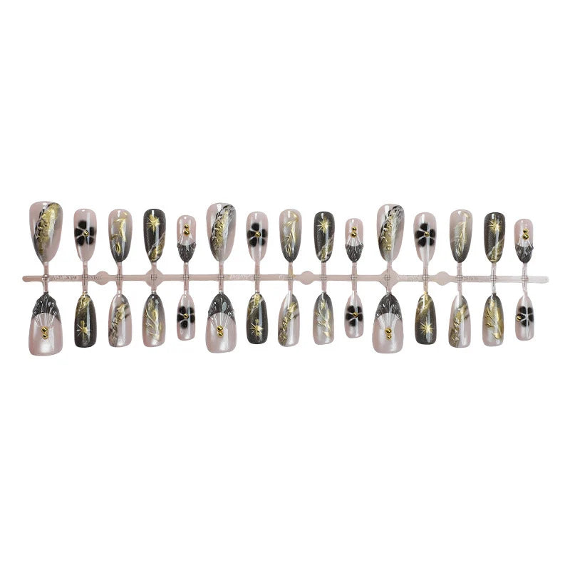 Press-On Nail Set Floral & Butterfly Peel-And-Stick Reusable