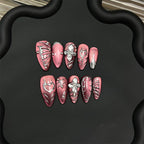 Press-On Nail Set Floral & Butterfly Reusable