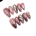 Press-On Nail Set Floral & Butterfly Reusable