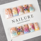 Press-On Nail Set Floral Butterfly Reusable Easy Application