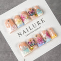Press-On Nail Set Floral Butterfly Reusable Easy Application