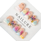 Press-On Nail Set Floral Butterfly Reusable Easy Application