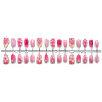 Press-On Nail Set Floral Camellia Easy Application