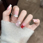 Press-On Nail Set Floral & Charm Self-Adhesive Lightweight