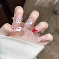 Press-On Nail Set Floral & Charm Self-Adhesive Lightweight