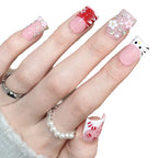Press-On Nail Set Floral & Charm Self-Adhesive Lightweight