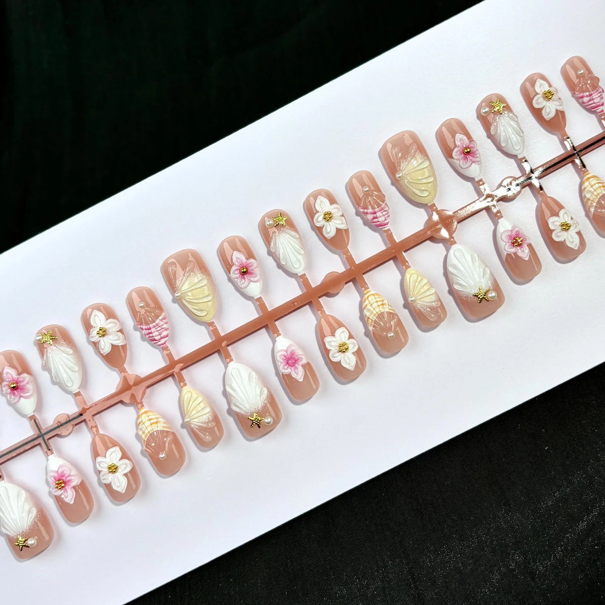 Press-On Nail Set Floral Cherry Blossom Easy Application