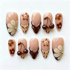 Press-On Nail Set Floral & Cherry Designs Reusable