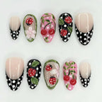 Press-On Nail Set Floral & Cherry Long-Lasting