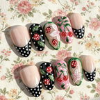 Press-On Nail Set Floral & Cherry Long-Lasting