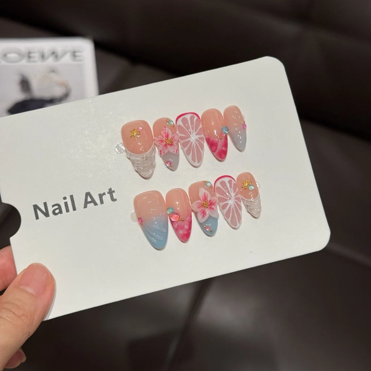 Press-On Nail Set Floral & Citrus Reusable
