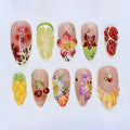 Press-On Nail Set Floral Design 10-Piece Adhesive Tabs