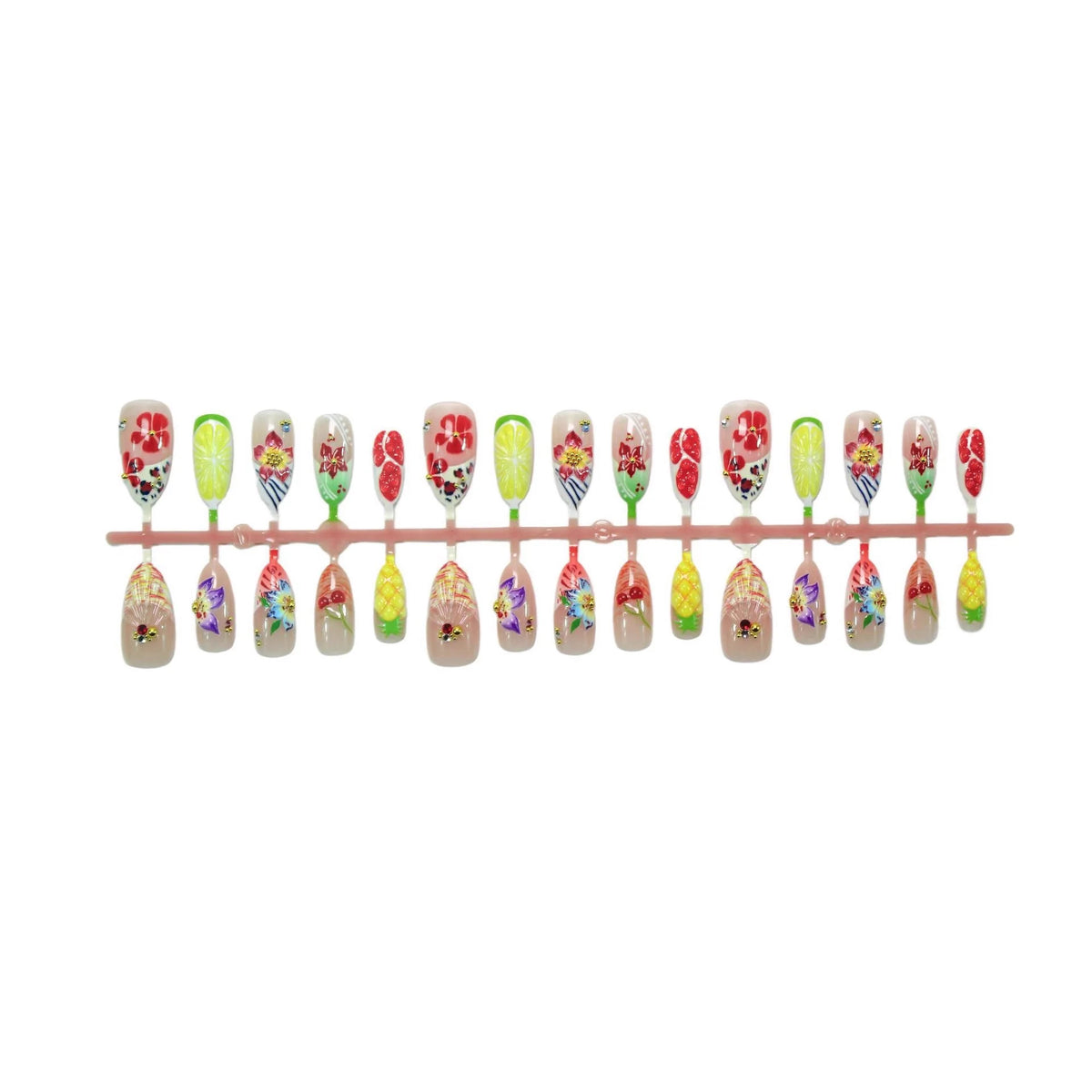 Press-On Nail Set Floral Design 10-Piece Adhesive Tabs
