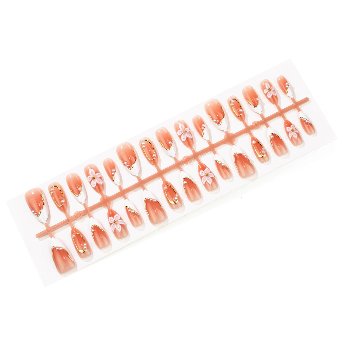 Press-On Nail Set Floral Design 24-Piece