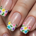 Press-On Nail Set Floral Design 24-Piece Adhesive Tabs