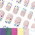 Press-On Nail Set Floral Design 24-Piece Adhesive Tabs