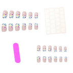Press-On Nail Set Floral Design 24-Piece Adhesive Tabs