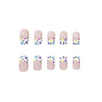 Press-On Nail Set Floral Design 24-Piece Adhesive Tabs