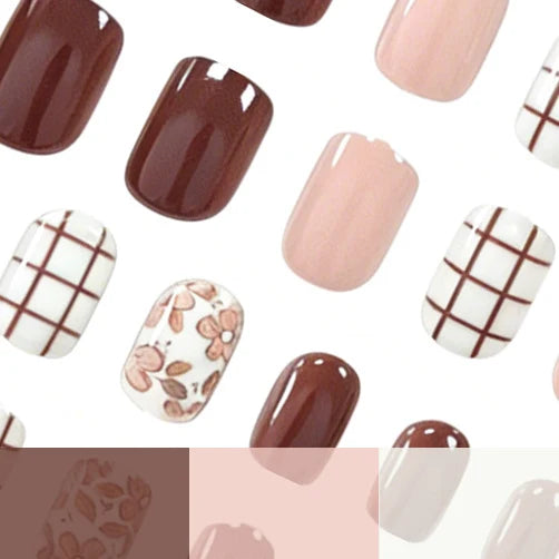Press-On Nail Set Floral Design 24-Piece Easy Application