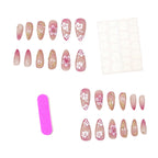 Press-On Nail Set Floral Design 24-Piece Easy Application