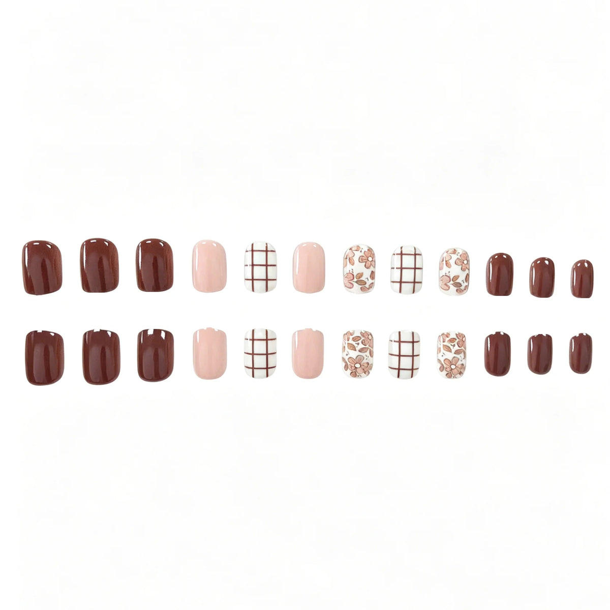 Press-On Nail Set Floral Design 24-Piece Easy Application