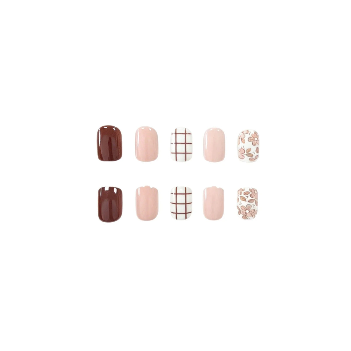 Press-On Nail Set Floral Design 24-Piece Easy Application