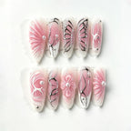 Press-On Nail Set Floral Design 24 Pieces