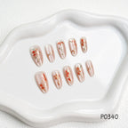 Press-On Nail Set Floral Design 30 Piece Multiple Sizes