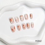 Press-On Nail Set Floral Design 30 Piece Multiple Sizes