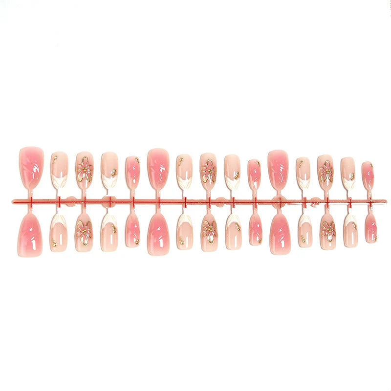 Press-On Nail Set Floral Design 30-Piece No Glue