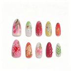 Press-On Nail Set Floral Design Acrylic