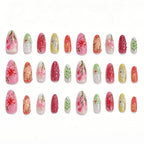 Press-On Nail Set Floral Design Acrylic