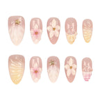 Press-On Nail Set Floral Design Adhesive-Backed & Long-Lasting
