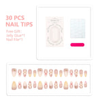 Press-On Nail Set Floral Design Adhesive-Backed & Long-Lasting