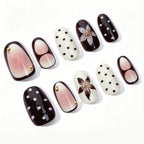 Press-On Nail Set Floral Design Adhesive Backing