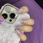 Press-On Nail Set Floral Design Adhesive Backing 30-Piece