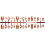 Press-On Nail Set Floral Design Adhesive Backing Multiple Sizes