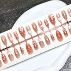 Press-On Nail Set Floral Design Adhesive Backing Multiple Sizes