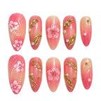 Press-On Nail Set Floral Design Adhesive & Comfort Fit