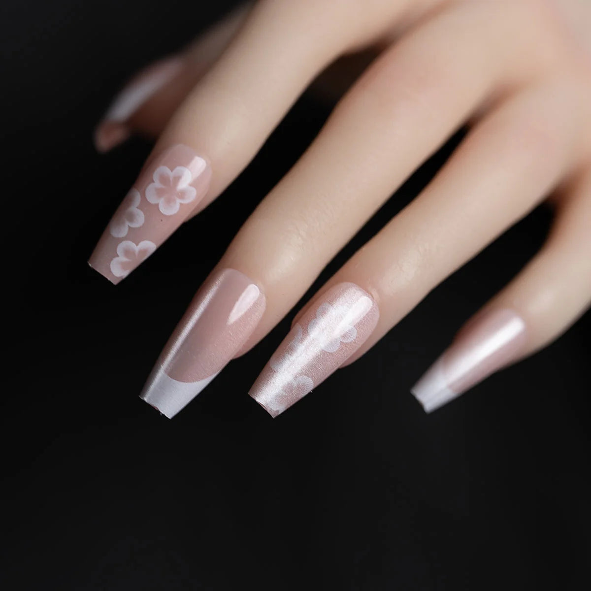 Press-On Nail Set Floral Design Adhesive-Free & Salon Quality