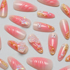 Press-On Nail Set Floral Design Adhesive Included